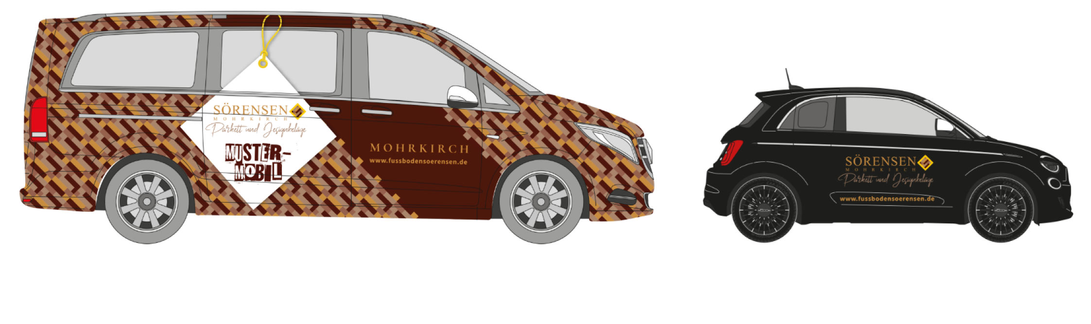 Mockup einer Autobeschriftung vom Kunden Fußboden Sörensen
