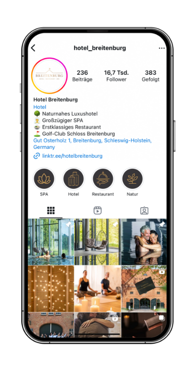 mobile Ansicht Social Media vom Kunden Hotel Breitenburg