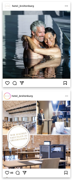 Social Media Beiträge vom Kunden Hotel Breitenburg
